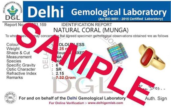 Ptm Coral/Munga 3.25 Ratti to 10.25 Ratti or 3.00 Carat to 9.50 Carat Astrological Real Gemstone Panchdhatu/5 Metals Gold Plated Ring for Men & Women