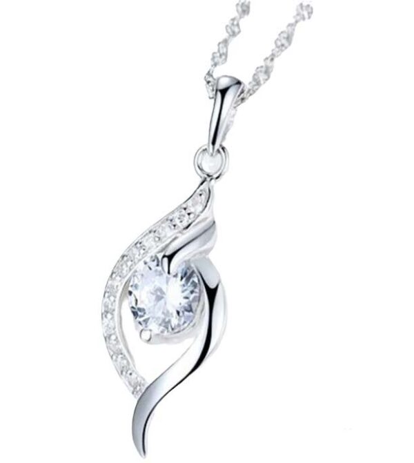 PTM 925 Sterling Silver Stylish Zircon Falling Dew Drop Pendent With Chain |Necklace Amazing Gifts for Women & Girls | With Certificate of Authenticity and 925 Stamp