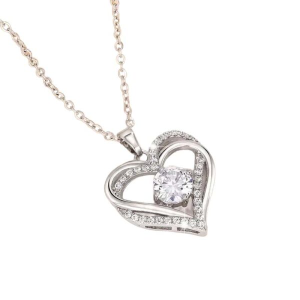 PTM 925 Sterling Silver Double Heart Pendant Woman's Necklace with Chain |Beautiful Gifts for Girls & Woman| With Certificate of Authenticity| 925 Stamp