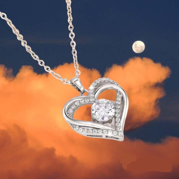 PTM 925 Sterling Silver Double Heart Pendant Woman's Necklace with Chain |Beautiful Gifts for Girls & Woman| With Certificate of Authenticity| 925 Stamp