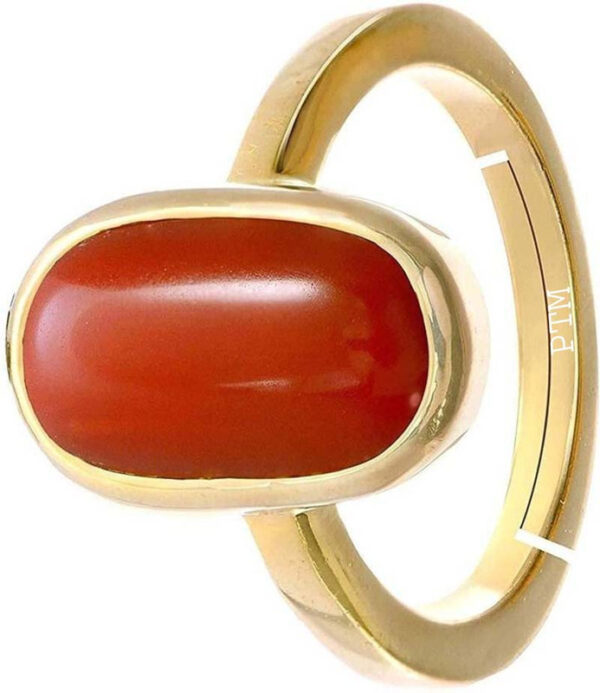 Ptm Coral/Munga 3.25 Ratti to 10.25 Ratti or 3.00 Carat to 9.50 Carat Astrological Real Gemstone Pure Copper (Tamba) Adjustable Ring for Men & Women