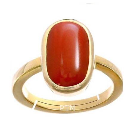 Ptm Coral/Munga 3.25 Ratti to 10.25 Ratti or 3.00 Carat to 9.50 Carat Astrological Real Gemstone Pure Copper (Tamba) Adjustable Ring for Men & Women