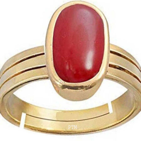 Ptm Coral/Munga 3.25 Ratti to 10.25 Ratti or 3.00 Carat to 9.50 Carat Astrological Real Gemstone Pure Copper (Tamba) Adjustable Ring for Men & Women