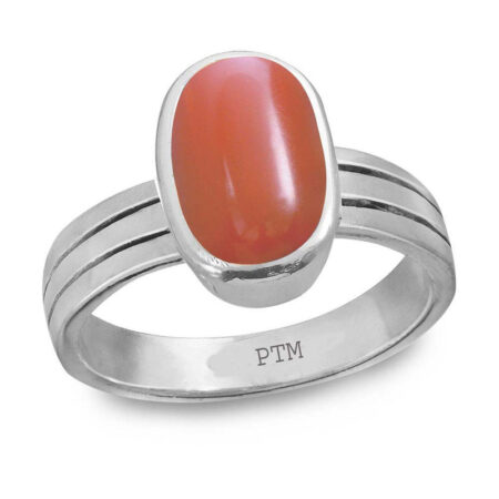 Ptm 925 Sterling Silver Coral/Munga 3.25 Ratti to 10.25 Ratti or 3.00 Carat to 9.50 Carat Astrological Real Gemstone Bis Hallmark Ring for Men & Women