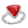 Ptm 925 Sterling Silver Coral/Munga Triangle 3.25 Ratti to 10.25 Ratti or 3.00 Carat to 9.50 Carat Astrological Real Gemstone Bis Hallmark Adjustable Ring for Men & Women