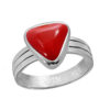 Ptm 925 Sterling Silver Coral/Munga Triangle  3.25 Ratti to 10.25 Ratti or 3.00 Carat to 9.50 Carat Astrological Real Gemstone Bis Hallmark Adjustable Ring for Men & Women