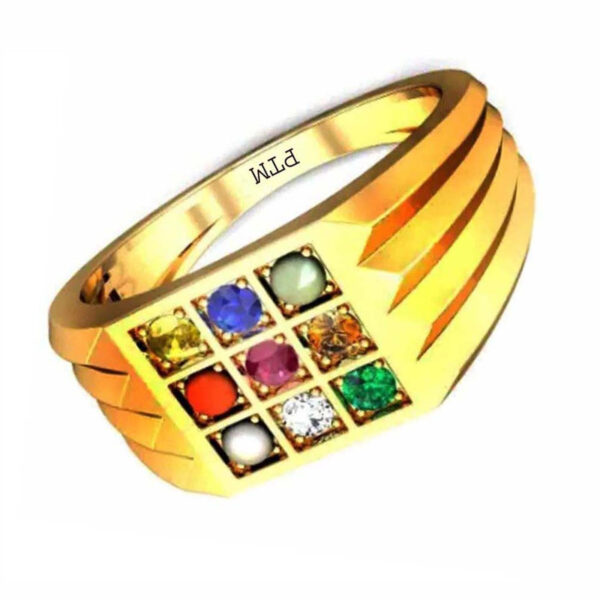 Natural Navaratna (9 stone) for Men & Women Panchdhatu 22K Gold Plated