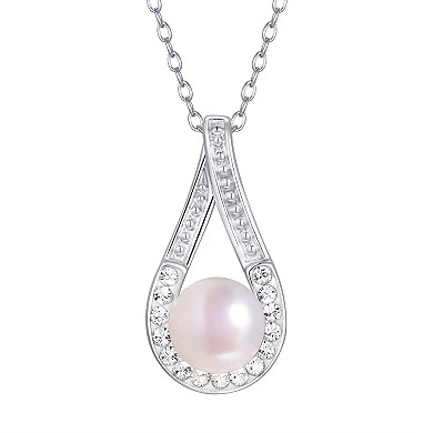 PTM 925 Sterling Silver Pearl/Moti Pendant Teardrop Necklace with Chain |Gifts for Women & Girls| With Certificate of Authenticity