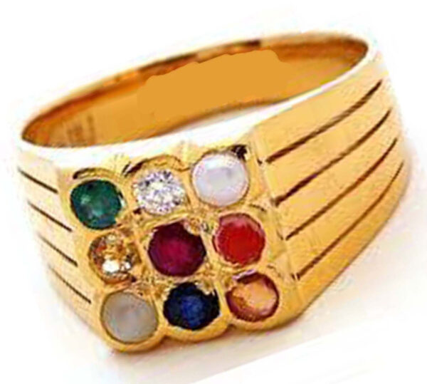 Natural Navaratna (9 stone) for Men & Women Panchdhatu 22K Gold Plated