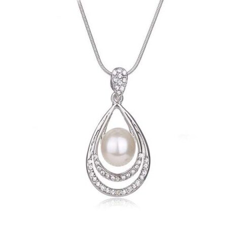 PTM 925 Sterling Silver Pearl and Zircon stone and Pearl Pendant For Women and Girls