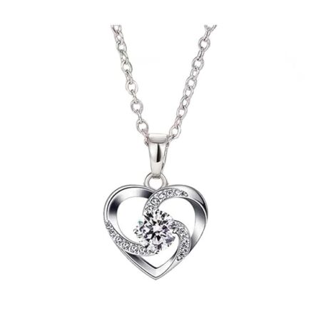 PTM 925 Sterling Silver Classic Zircon heart shaped Solitaire Pendant With Chain | Necklace to Gift Women & Girls | With Certificate of Authenticity and 925 Stamp