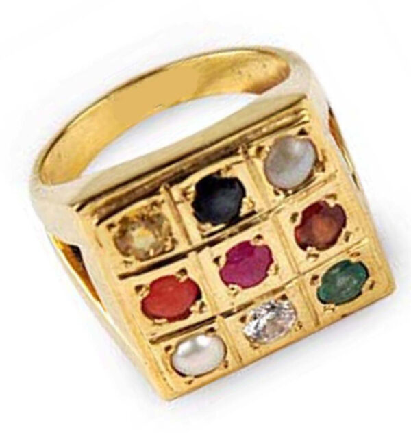 Natural Navaratna (9 stone) for Men & Women Panchdhatu 22K Gold Plated