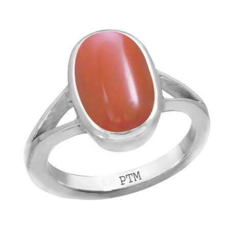 Ptm 925 Sterling Silver Coral/Munga 3.25 Ratti to 10.25 Ratti or 3.00 Carat to 9.50 Carat Astrological Real Gemstone Bis Hallmark Ring for Men & Women