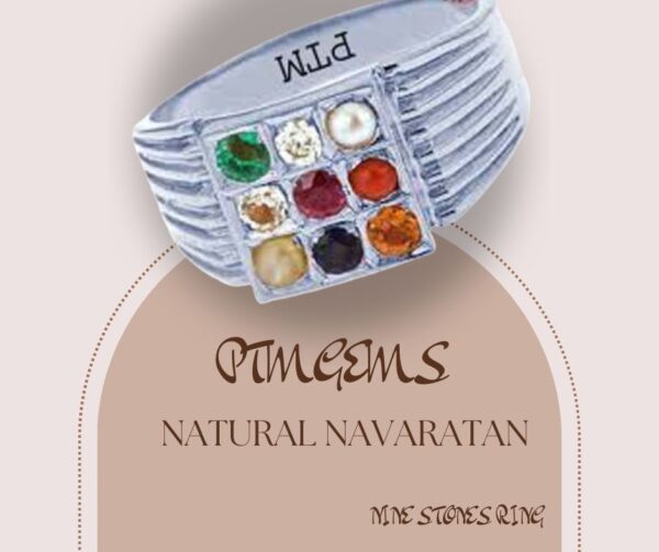 PTM Natural Navaratna (9 stones)  for Male and Female 925  Bis Hallmark Sterling Silver Ring
