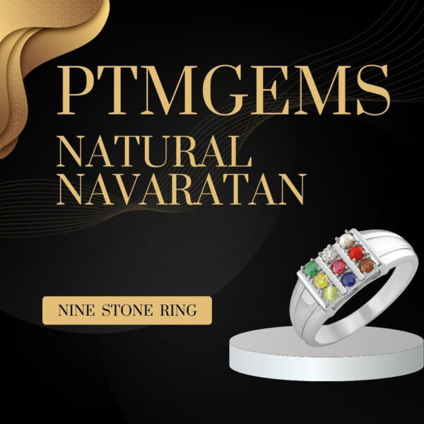 PTM Natural Navaratna (9 stones)  for Male and Female 925  Bis Hallmark Sterling Silver Ring