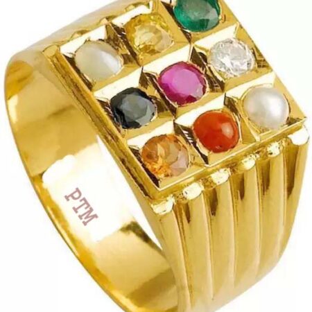 Natural Navaratna (9 stone) for Men & Women Panchdhatu 22K Gold Plated