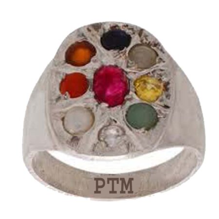 PTM Natural Navaratna (9 stones)  for Male and Female 925  Bis Hallmark Sterling Silver Ring