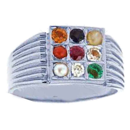 PTM Natural Navaratna (9 stones)  for Male and Female 925  Bis Hallmark Sterling Silver Ring