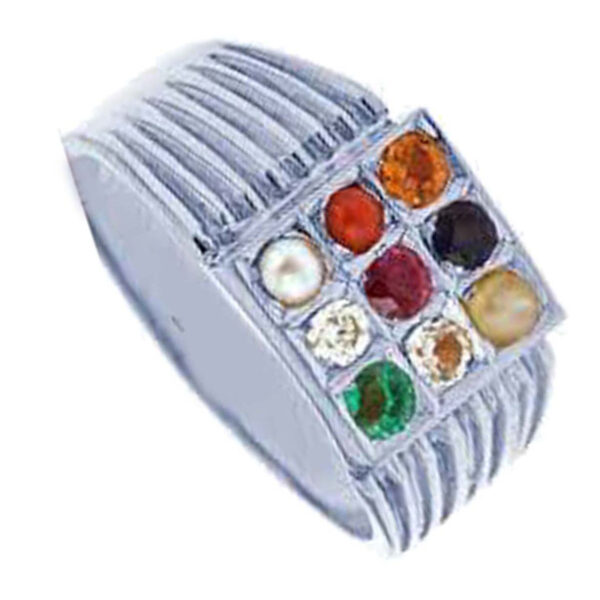 PTM Natural Navaratna (9 stones)  for Male and Female 925  Bis Hallmark Sterling Silver Ring