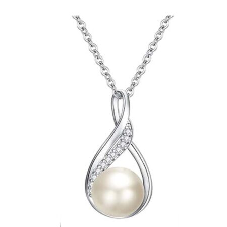 PTM 925 Sterling Silver CZ Freshwater Cultured Pearls Pendant Jewelry Gift for Women and Girls