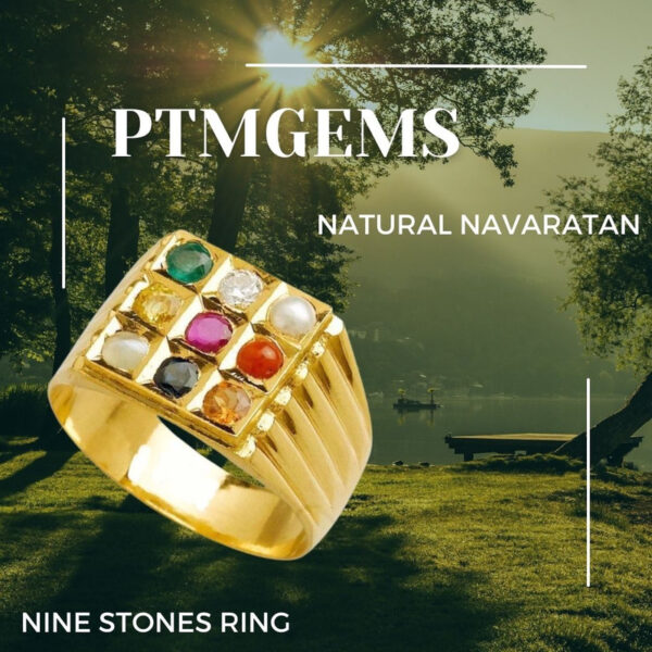 Natural Navaratna (9 stone) for Men & Women Panchdhatu 22K Gold Plated