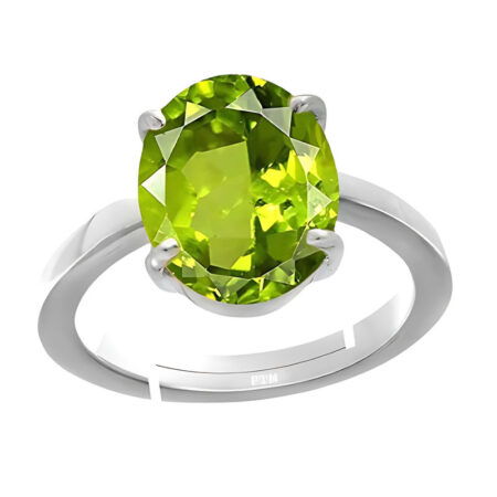 Ptm 925 Peridot 3.25 Ratti to 10.25 Ratti or 3.00 Carat to 9.35 Carat Astrological Gemstone Bis Hallmark Ring for Men & Women