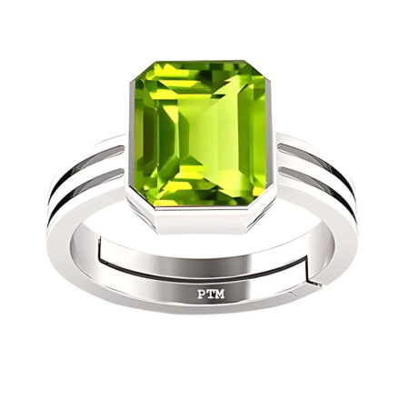 Ptm 925 Peridot 3.25 Ratti to 10.25 Ratti or 3.00 Carat to 9.35 Carat Astrological Gemstone Bis Hallmark Ring for Men & Women
