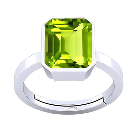 Ptm 925 Peridot 3.25 Ratti to 10.25 Ratti or 3.00 Carat to 9.35 Carat Astrological Gemstone Bis Hallmark Ring for Men & Women